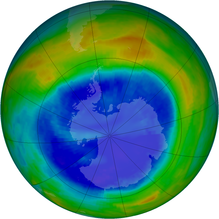Antarctic ozone map for 04 September 1993